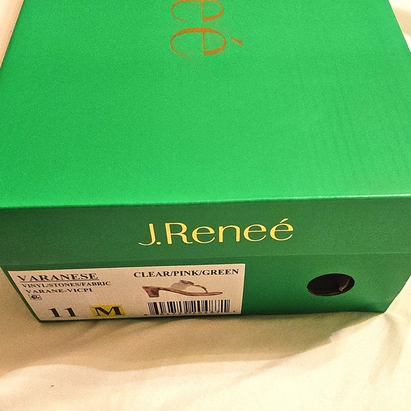 J.RENEE VARANESE CLEAR/PINK/GREEN FLORAL EMBELLISHED HEELS "IN Original Box" - Picture 6 of 6